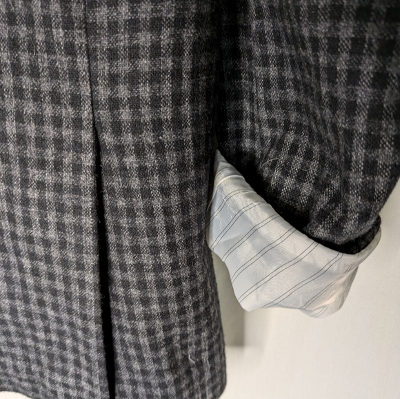 Bar III Slim Fit Black and Grey Plaid Wool Blend Men's Blazer with Pockets 38L - Picture 9 of 11